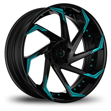 black and teal rims